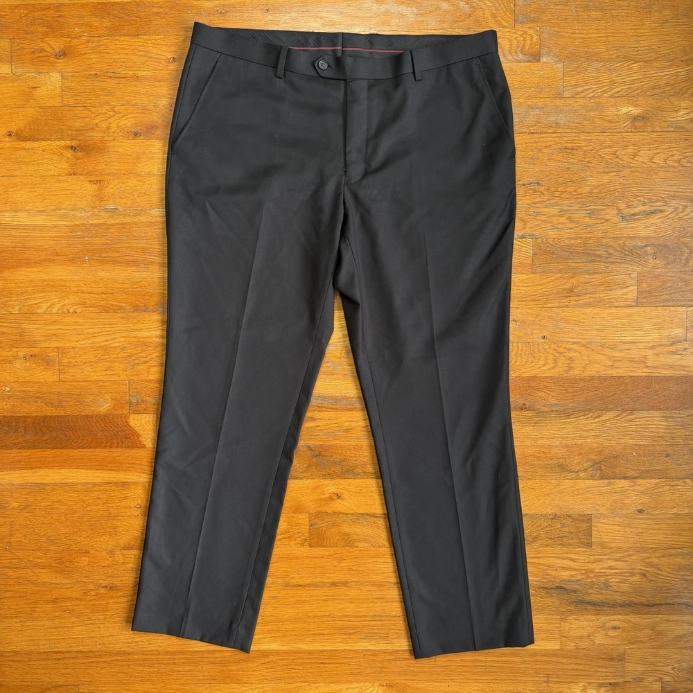 Renoir Mens Nopleat Dress Pants Black R40 Slim Leg Classic Trouser Suit Seperate